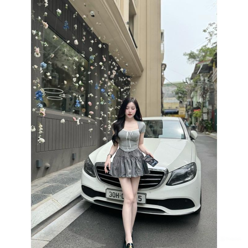 Set đồ nữ áo thun zip tay ngắn ren ngực kèm chân váy nơ Cama Clothes, đồ bộ nữ ba màu phong cách nhẹ nhàng HCOM2459 | BigBuy360 - bigbuy360.vn