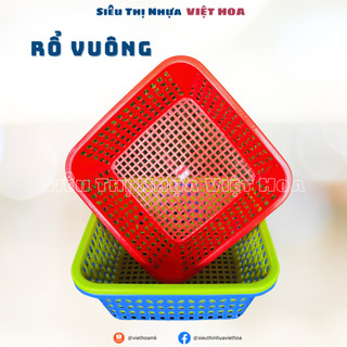 Rổ vuông nhiều màu, rổ đựng vật dụng nhỏ, đựng văn phòng phẩm, 2 kích cỡ, Rổ vuông VTH