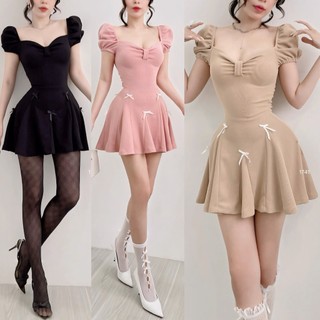 TADstore - Gamie Dress đầm thiết kế tay bồng, chân váy xòe nhẹ chất liệu thun gân