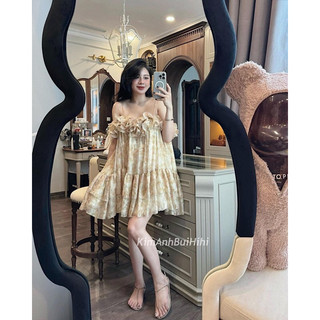 Đầm 2s hoa nhí dập li bèo