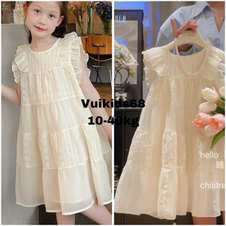 (Ảnh thật)Đầm thêu vintage siêu sang cho bé gái 10-40kg Sofia Candy. Đầm be thêu vinage cho bé đi chơi, đi tiệc siêu hot