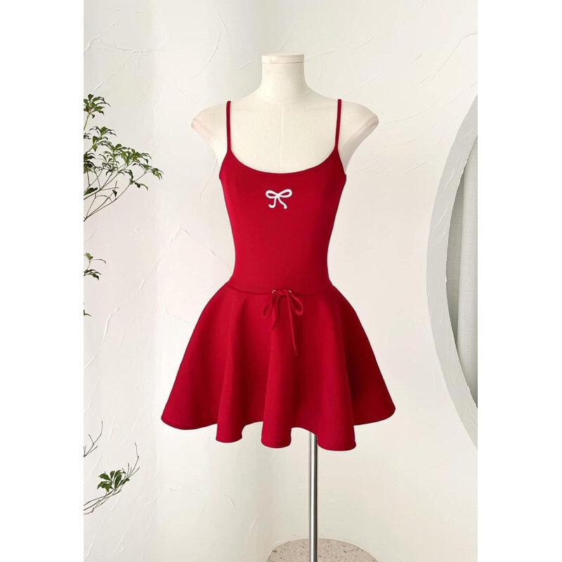 Đầm 2 dây phối nơ cho bé