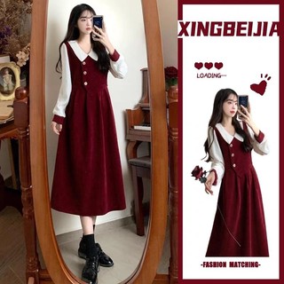 Đầm nhung tăm cổ somi tay phồng xinh xắn