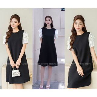 Đầm suông A tay thêu hoa 3D sang trọng, váy suông công sở có bigsize, bầu bí mặc được.