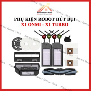 Phụ kiện robot hút bụi Ecovacss X1 Onmi, X1 Turbo. Khăn lau chổi quét, lọc bụi, túi rác.