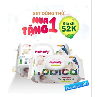 [Mua 1 tặng 1] Khăn ướt Mamamy Tropical 90 tờ có nắp