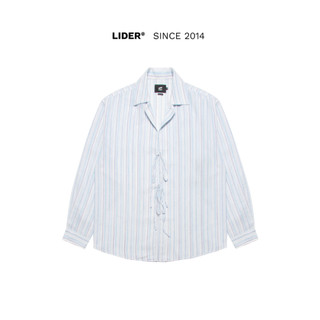 Áo sơ mi linen kẻ sọc thắt nơ unisex lider heather linen striped shirt