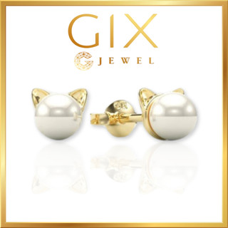 Bông tai đẹp bạc cao cấp Gix Jewel mạ vàng ngọc trai tai con mèo SPGBT22