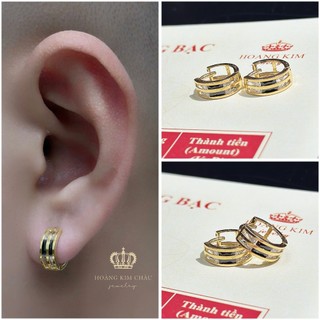 Bông tai nam nữ bạc xi vàng 18k hoàng minh châu jewelry - khuyên tai bạc xi vàng 18k