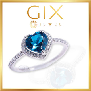 Nhẫn bạc đính đá nữ trái tim xanh màu topaz sáng đẹp Gix Jewel SPGN50
