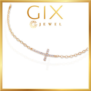 Lắc bạc mạ vàng thánh giá đính đá Cz Gix Jewel LT07