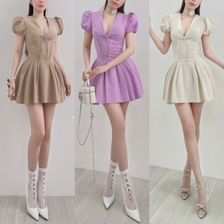 TADstore - Hazel Linen Dress đầm thiết kế cổ V chất linen