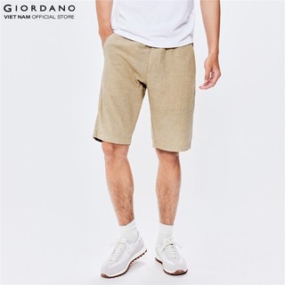Quần linen shorts nam lưng thun nút cài giordano 01101207