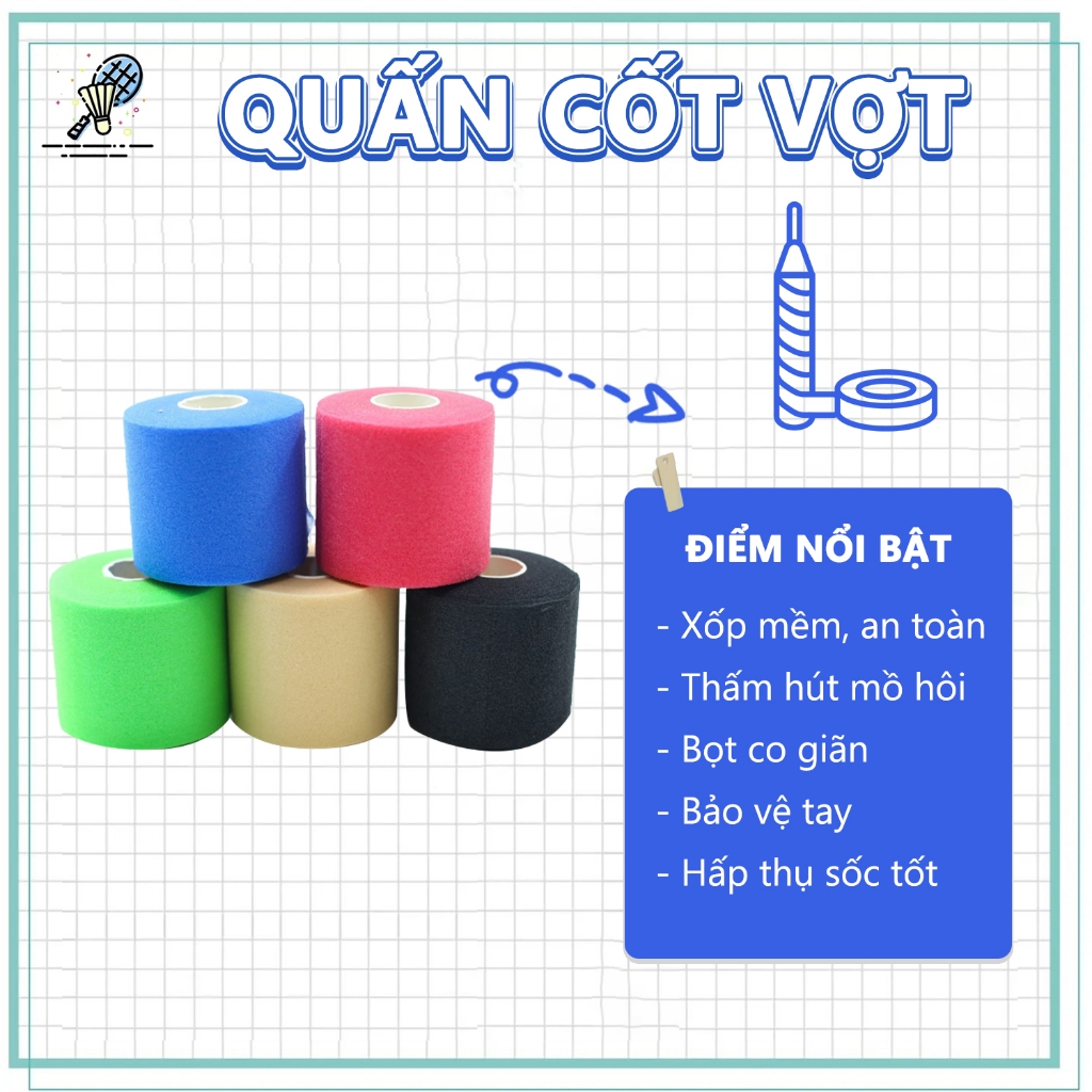 Quấn cốt vợt cầu lông, quấn lót cán Kumpoo bảo vệ cốt vợt, êm tay chắc chắn, thấm hút mồ hôi quấn 18