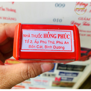 Con Dấu 3 Dòng, Con Dấu 4 Dòng, Khắc Theo Yêu Cầu, Mực Có Sẵn Màu Đỏ KT 20x27mm Và 22x58mm
