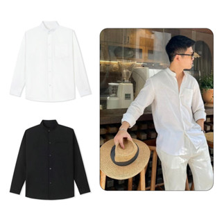 Áo Sơ Mi Nam Đũi Dài Tay 1 Túi Áo Đũi Hàn Cổ Tàu Trắng, Đen Hàng Cao Cấp Ôm Dáng HALLEY A3