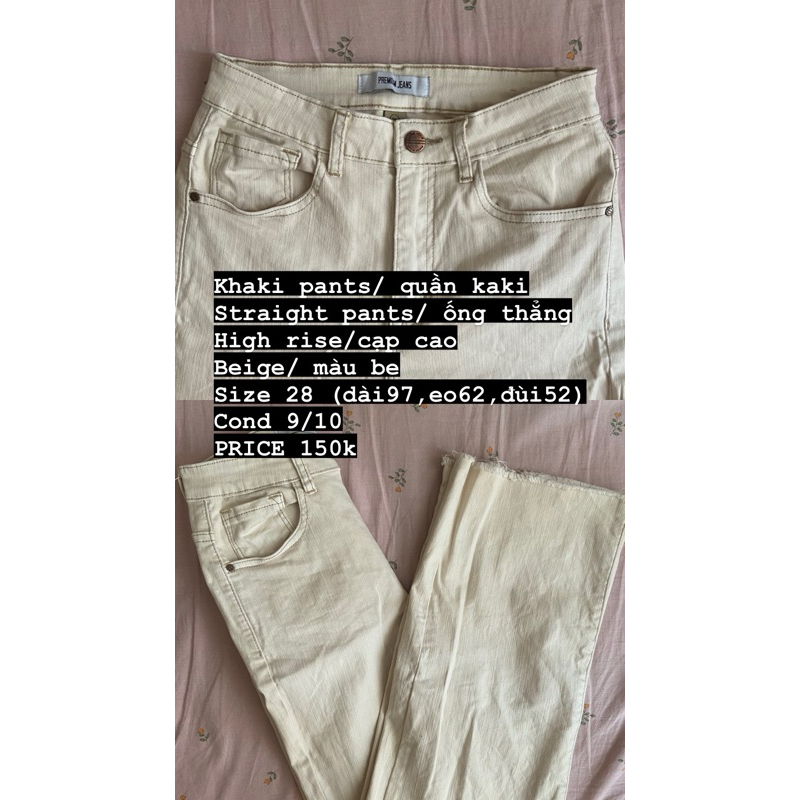 quần kaki màu beige co dãn