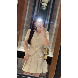 Set váy tiểu thư đính hoa chân váy xếp ly đi làm đi chơi dự tiệc sang chảnh NA&NA Clothing S015