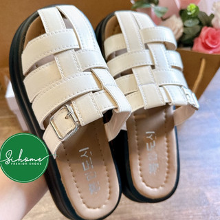 (HCM-Chân nhỏ lùi size-Chân mập tăng size)Dép Sục Nữ Quai Nan Da Mềm Phối Khóa Đế Nhựa 4PH Nhẹ Êm