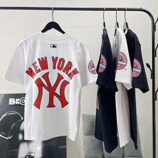 Áo thun MLB NY New York, áo thun unisex nam nữ form rộng full tag và túi zip