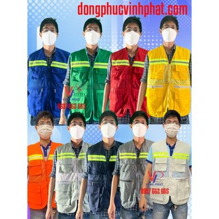 Áo gile bảo hộ kỹ sư phản quang, áo bảo hộ lao động dành cho công nhân công trình ,áo kỹ sư 3dk- hình thật