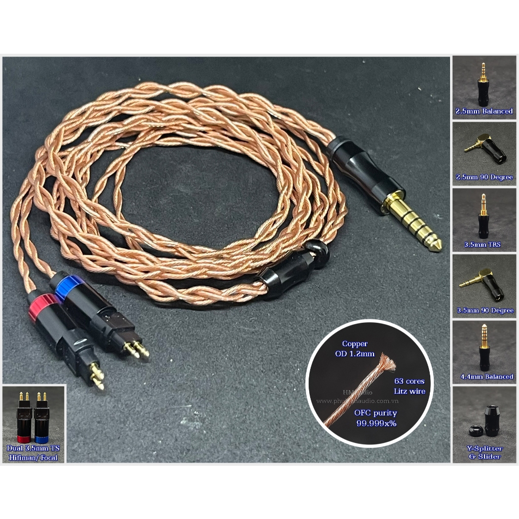 Dây tai nghe đồng OFC 1.2mm tết 4 - Sennheiser HD650 HD600 HD660s