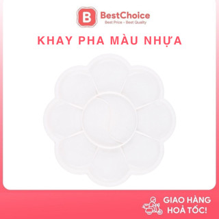 Palette Khay Nhựa Pha Màu 12 Ô, Bảng Nhựa Pha Màu Hình Bông Hoa 14cm