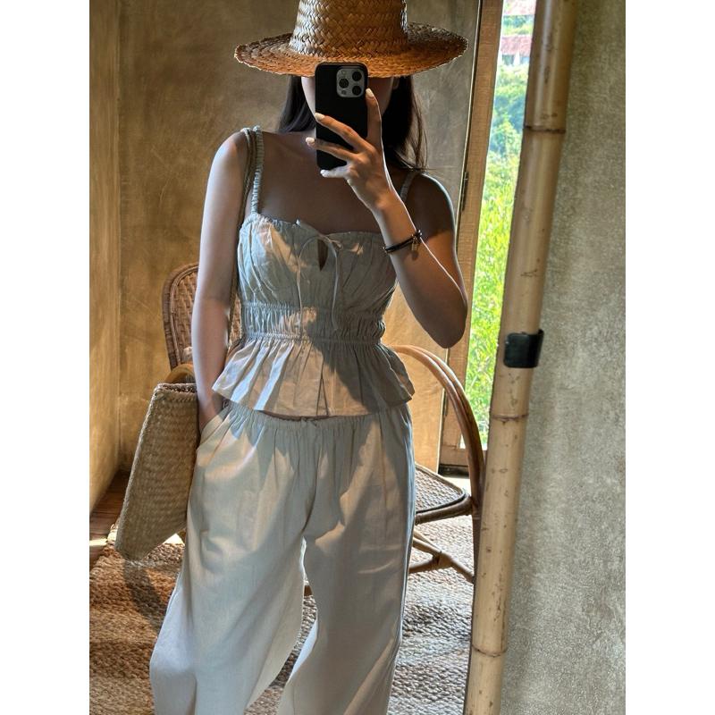 𝐀𝐌𝐘 𝐓𝐨𝐩 - Áo Linen Nhún ( ảnh chính chủ )