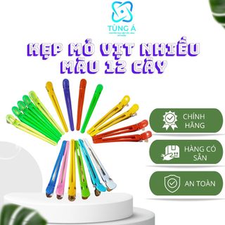 Combo 12 kẹp vịt nhiều màu cao cấp sử dụng trong các tiệm cắt tóc, barbershop,salon nam, nữ