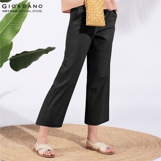 Quần khaki lửng nữ ống rộng lưng thun giordano 05421215