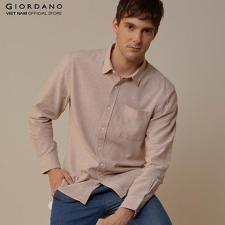 Áo sơ mi nam dài tay linen shirt giordano 01042201