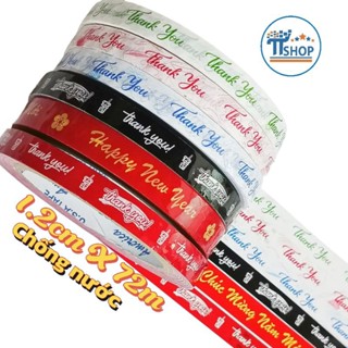 Băng keo dán nắp cốc THANK YOU, 1,2cmx72m chống nước, dùng đóng gói quà tặng - Nhận in theo yêu cầu