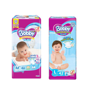 Tã dán Bobby size M 46 miếng, L 40 miếng