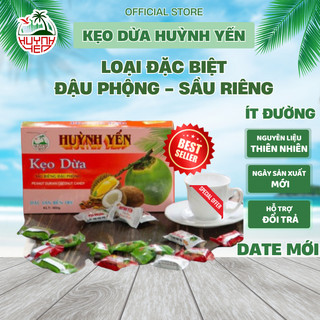 [Loại Đặc Biệt] Kẹo Dừa Non Huỳnh Yến Ít Ngọt Sầu riêng - Đậu Phộng| Kẹo Dừa Thiên Nhiên| Hộp 400g