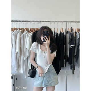 áo thun tăm cổ vuông cộc 1111/cổ U / cổ u cúc