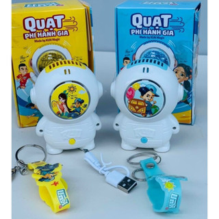  Quạt Kun Phi Hành Gia Quạt Sạc Mini Cầm Tay Tích Điện Có Cáp Sạc Dây Đeo Nhỏ Gọn Làm Móc Khoá 