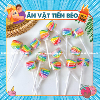 Kẹo mút cầu vồng vuông size lớn / kẹo mút hương trái cây , đồ ăn vặt ngon cho bé