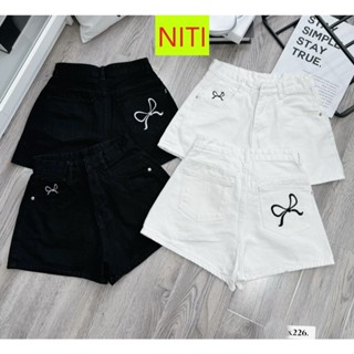 [SODM226] QUẦN SHORT JEAN ĐÙI NỮ LƯNG CAO THÊU NƠ TRƯỚC SAU MÀU TRẮNG ĐEN LAI CUỐN SIÊU MÁT MẺ CÁ TÍNH