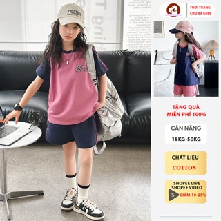 Bộ cộc tay bé gái, đồ bộ cho bé gái mùa hè, quần áo mùa hè cho bé gái mẫu SOEM size 18-50kg, chất liệu cotton thoáng mát