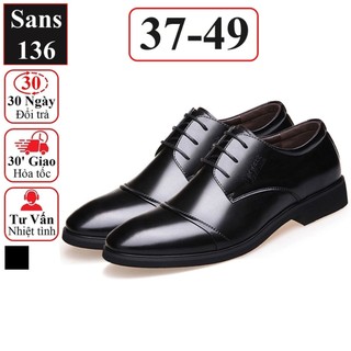 Giày da nam cao cấp buộc dây Sans136 giầy tây công sở đẹp size nhỏ 37 38 39 40 41 42 bigsize cỡ lớn 43 44 45 46 47 48 49