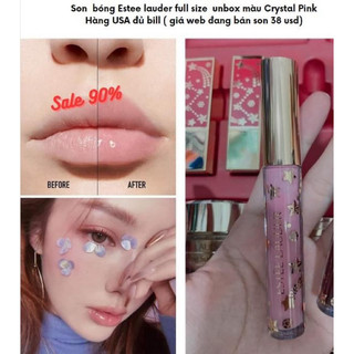 Son bóng Estee Lauder Lip Gloss màu Crystal Pink fullsize tách set Holiday Blockbuster 2023