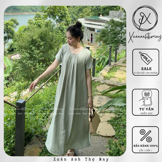 Váy linen tiêu cổ tròn xếp - Xuananhthomay