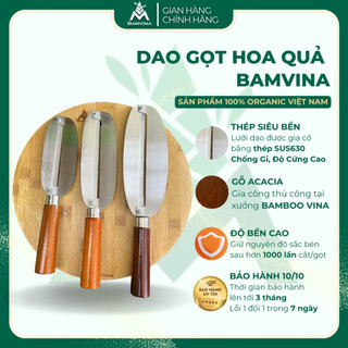 Dao Gọt Hoa Quả BAMVINA đa năng, dao gọt trái cây lưỡi thép không gỉ cán gỗ sồi dùng để bào và gọt hoa quả
