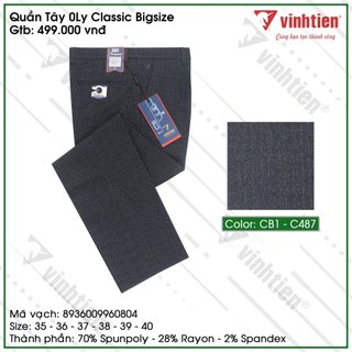 Quần tây 0ly classic bigsize 499 vĩnh tiến - nhiều màu