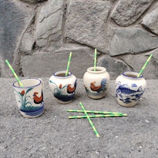  👉1 Ly Lu Gốm Vẽ Chú Gà Kiểu Xưa. 🐓 Gốm Thủ Công loại gà đẹp hàng men tốt  🥰🥰 