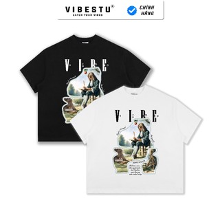Áo Thun Local Brand VIBESTU " Newton & Apple ", Áo Thun Boxy Form Rộng Unisex 250Gsm 100% Cotton