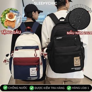 Balo đi học nam nữ Balo nam đi học KÈM GẤU nhiều ngăn chống nước Cặp đi học unisex vừa laptop 15.6inch ulzzang