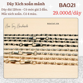 BA021 - Dây Xích Mảnh, Khóa Xoắn 120cm: Thời Trang, Tinh Tế, Phù Hợp Cho Các Mẫu Túi Ví Cầm Tay Nhỏ