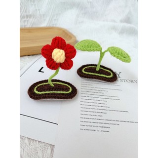 Kẹp tóc hoa 5 cánh bằng len handmade