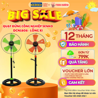 Quạt đứng công nghiệp Senko DCN1808 - Lồng xi, siêu khoẻ, chắc chắn, cánh quạt rộng, làm mát rộng